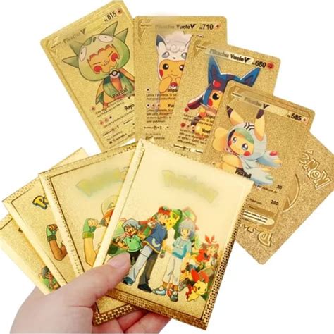 Pack 10 Cartas Pokémon Doradas Metalizadas Flexibles Español Meses