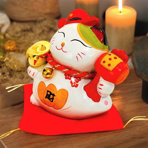 Maneki Neko Gato Da Sorte Atrai Dinheiro 10x11x8 Elo7