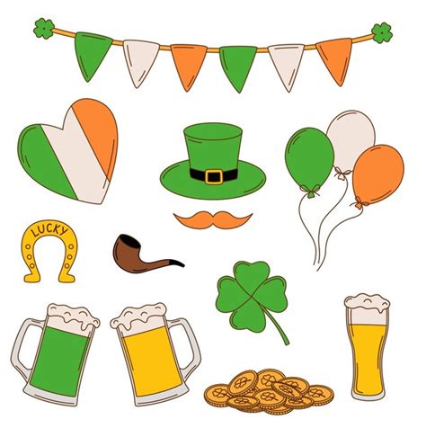 Premium Vector St Patrick Day Vector Illustration Set