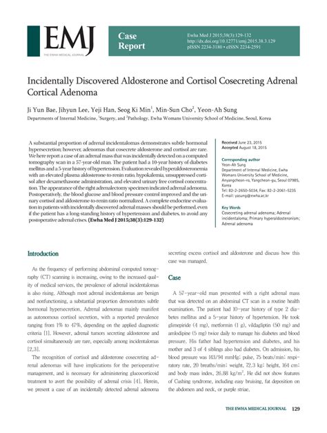 Pdf Incidentally Discovered Aldosterone And Cortisol Cosecreting Adrenal Cortical Adenoma