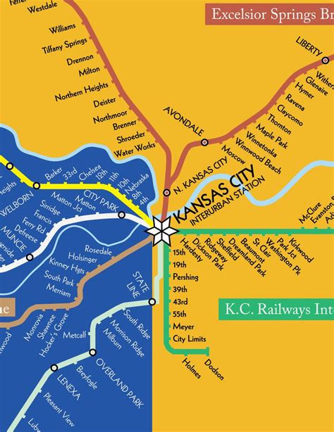 Kansas City Electric Interurban Railways Map 1924 53 Studio