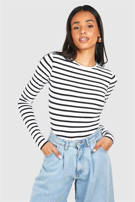 Tall Premium Supersoft Stripe Long Sleeve Bodysuit Boohoo Uk