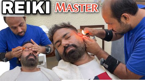 Reiki Master Head Massage Back Massage With Fire Ear Removal 💈asmr