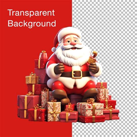 Papai Noel Sentado Em Caixas De Presentes Fundo Transparente PSD