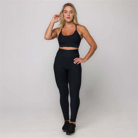 Top Feminino Alcinha Preto Tecido Canelado Ava Fitness