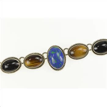 Sterling Silver Azurite Tiger S Eye Black Onyx Aventurine Necklace