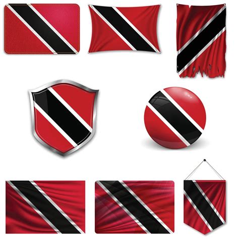 Conjunto De La Bandera Nacional De Trinidad Y Tobago En Diferentes