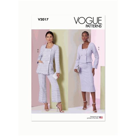 Vogue Sewing Pattern V2017 B5 Misses Jacket In Two Lengths Skirt And Pants 8 10 12 14 16 Abakhan