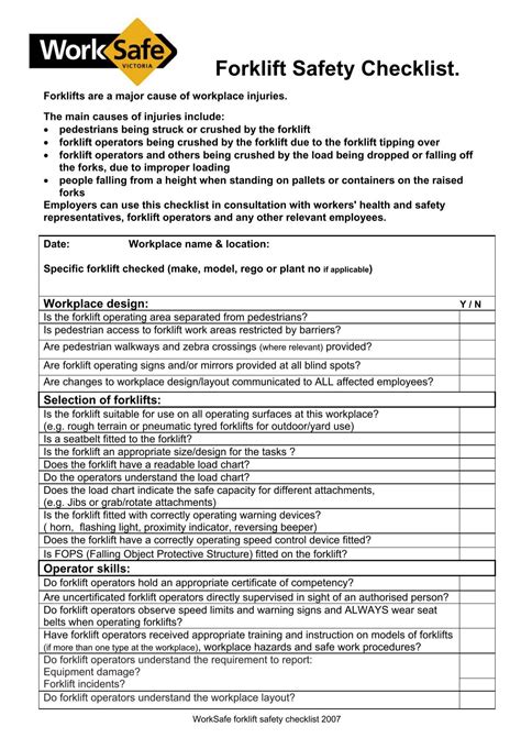 Printable Forklift Safety Checklist Porn Sex Picture