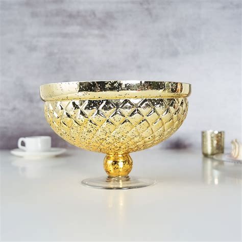 Gold Mercury Glass Compote Vase Pedestal Bowl Centerpiece Ehomemart