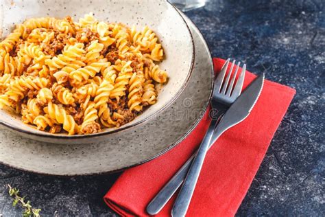 Massa Bolonh S De Fusilli Imagem De Stock Imagem De Delicioso 148319485