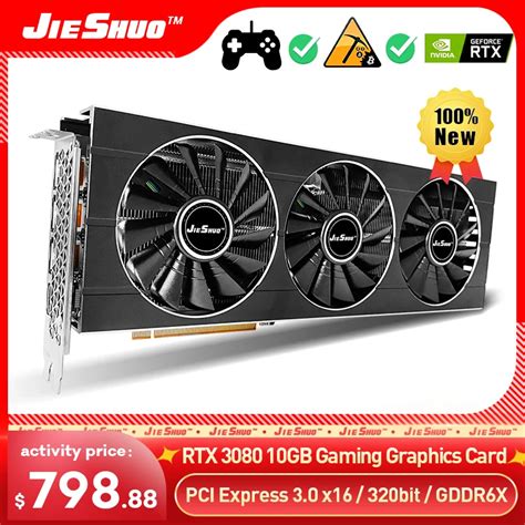 JIESHUO tarjeta gráfica RTX 3080 10GB sin LHR GDDR6X 320BIT para