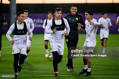 Club Leon players warming up during their Training Session at King ...