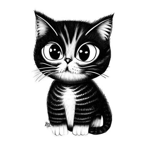 Chibi Cartoon Cat Vectorlijntekening Overzicht · Creative Fabrica