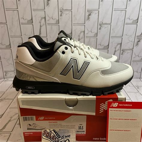 New Balance Shoes New Balance 574 Golf Shoes Spikeless White Black Silver Waterproof 5