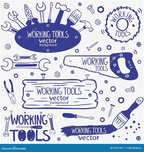 Working Tools Set Stock Vector Illustration Of Collection