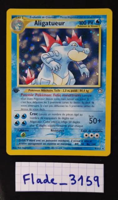 CARTE POKÉMON ALIGATUEUR 4 111 édition 1 Néo Genesis Wizards FR EUR