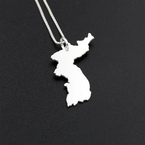 Korea Necklace Sterling Silver Personalized I Love Korea Necklace With