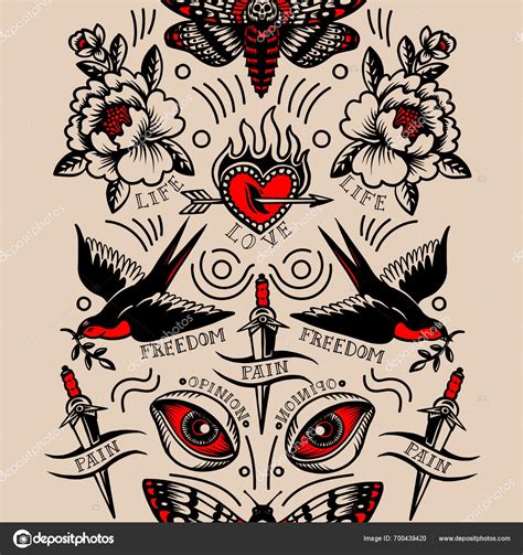 Seamless Pattern Tattoo Nude Background Vector Stock Vector By Yuli23 700439420