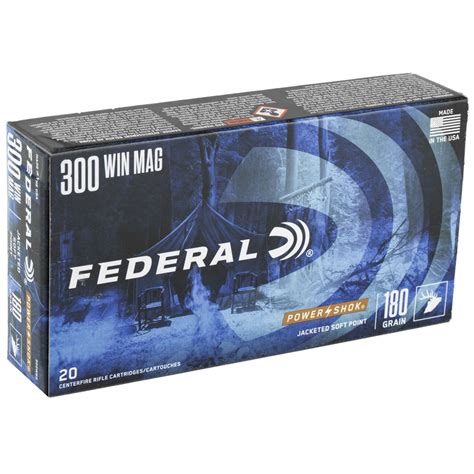 Federal 300WBS Power Shok 300 Win Mag 180 Gr Jacketed Soft Point JSP