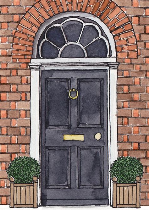 Door Design Used For Change Of Address Cards Brick Wall Drawing House