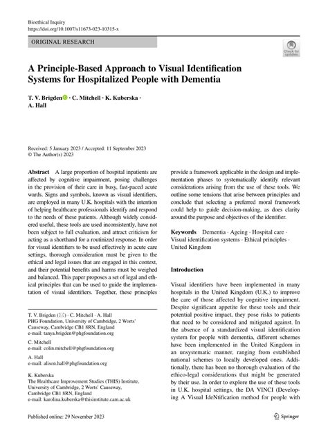 Pdf A Principle Based Approach To Visual Identification Systems For