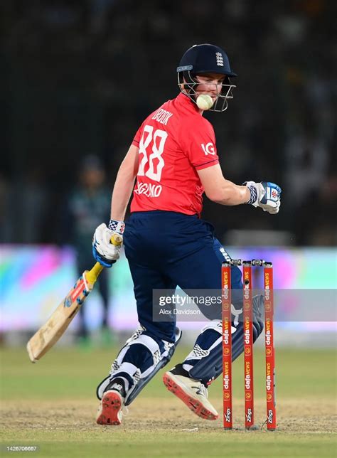 Harry Brook Of England Has A Ball Lodged In His Helmet During The 3rd