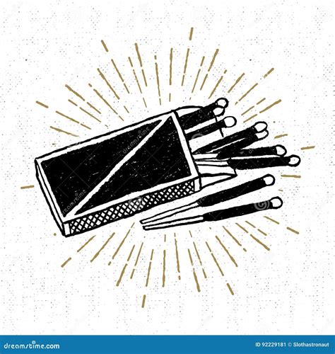 Matchbox Vector Drawing Hand Drawn Matches Box Illustration Is