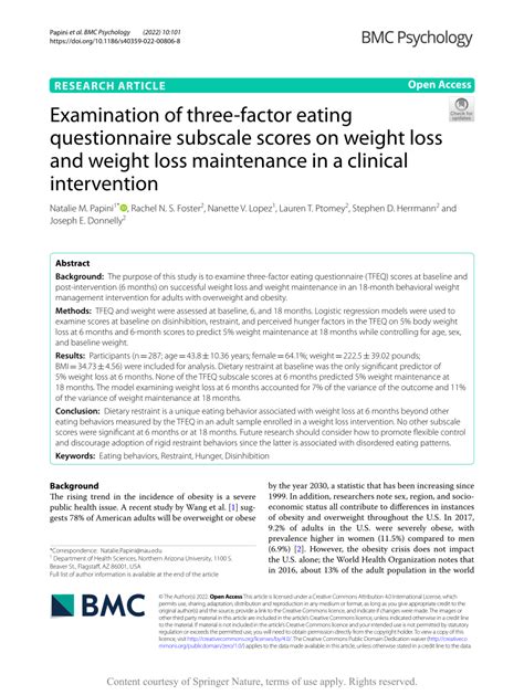 Pdf Examination Of Three Factor Eating Questionnaire Subscale Scores