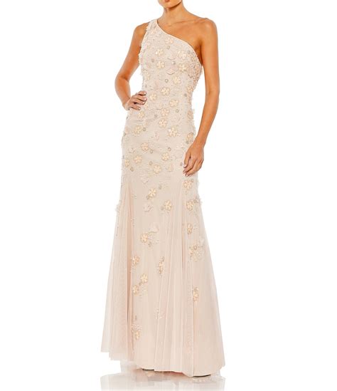 Mac Duggal Beaded One Shoulder Sleeveless Fit And Flare Gown Dillards