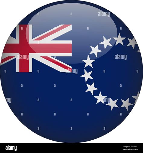 Cook Islands 3d Rounded Flag Icon Button Vector Stock Vector Image