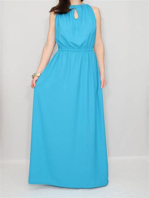 Aqua blue dress Chiffon maxi dress Keyhole dress for by KSclothing, $34 ...