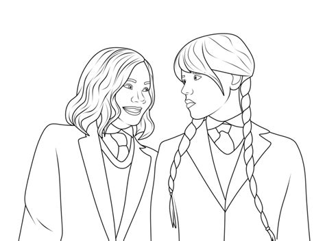 Wandinha E Enid Para Colorir - Desenho para colorir wandinha e enid - Desenho Colorir