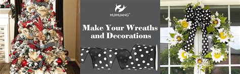 Amazon HUIHUANG Black Polka Dot Wired Ribbon Black And White Dot