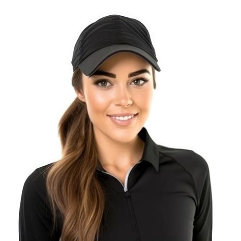 Premium AI Image A Woman Wearing A Black Hat That Says She Is