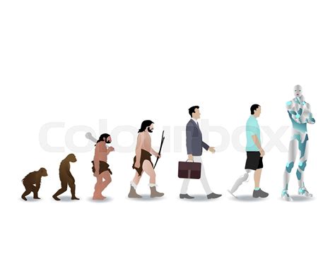 Evolution human to robot cyborg, history man evolve | Stock vector ...