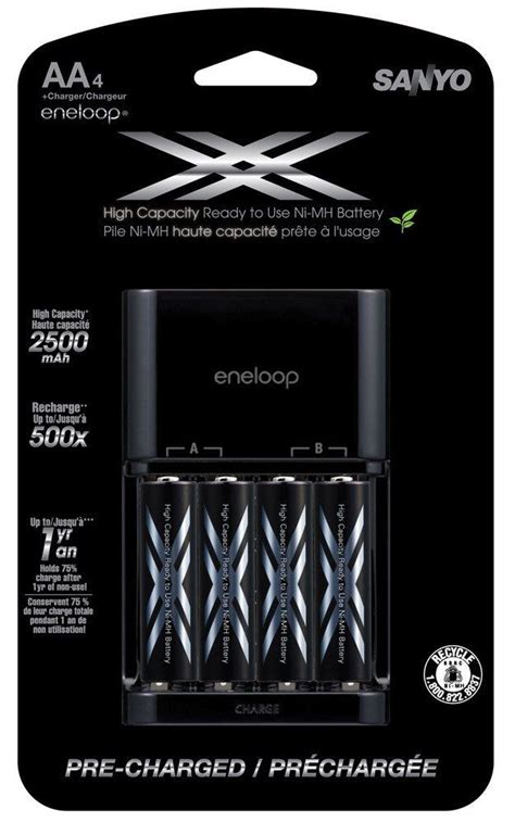 Sanyo Eneloop Xx 2500mah Aa Rechargeable Battery 4 Pack W Charger For 20 99 Sanyo