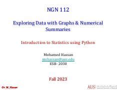 Exploring Data With Graphs Numerical Summaries Introduction Course