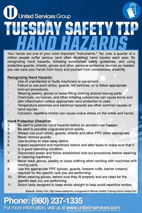 This Weeks Tuesday Safety Tip Is About The Hand Hazards And Hand