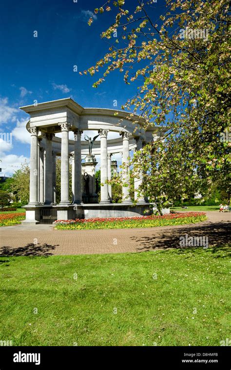 National War Memorial And Tulips Alexandra Gardens Cathays Park