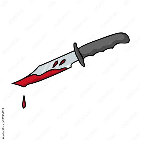 Bloody Knife Icon In Cartoon Style Isolated On White Background Crime