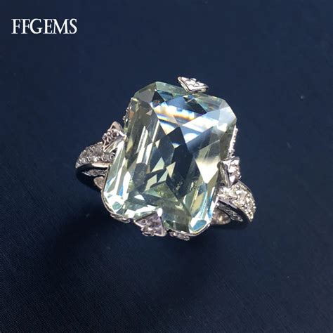 FFGems Bague en argent regardé 925 pour femme pierre précieuse verte