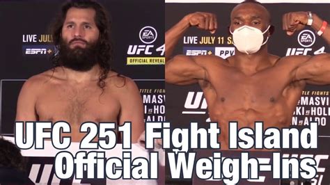 Ufc 251 Weigh Ins Kamaru Usman Jorge Masvidal Fight Island Youtube