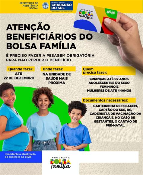 AtenÇÃo Beneficiários Do Bolsa Família Pesagem E Cuidados De Saúde São Obrigatórios Para A