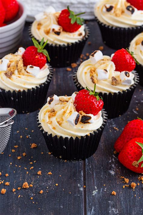 Strawberry S Mores Cupcakes With Marshmallow Frosting Annie S Noms