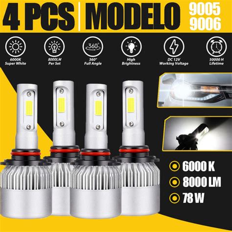 Kit Focos Led 9005 9006 Luz Alta Baja 8000lm Para Chevrolet Meses Sin