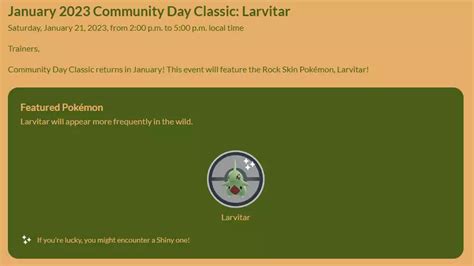 Can Larvitar Be Shiny In Pok Mon Go Community Day Classic Ginx Tv