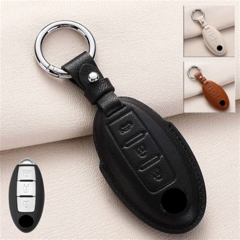 Genuine Leather Car Key Fob Cover Case For Nissan Qashqai Pulsar March