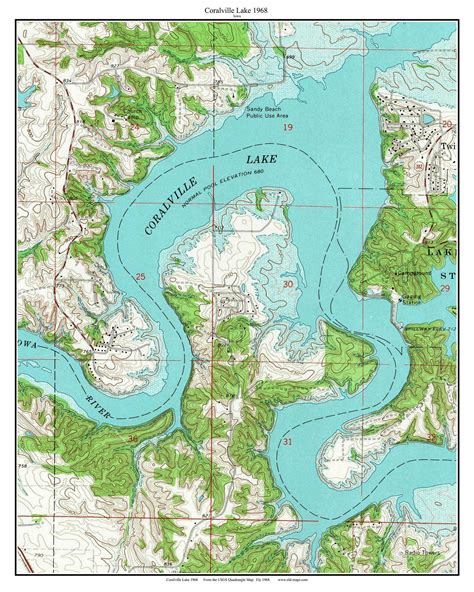 Coralville Lake 1968 Custom Usgs Old Topographic Map Iowa Old Maps