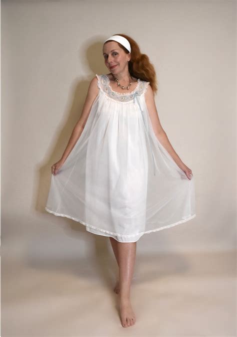 Soft And Fluffy Vintage White Nylon Chiffon Nightgownnightie Etsy